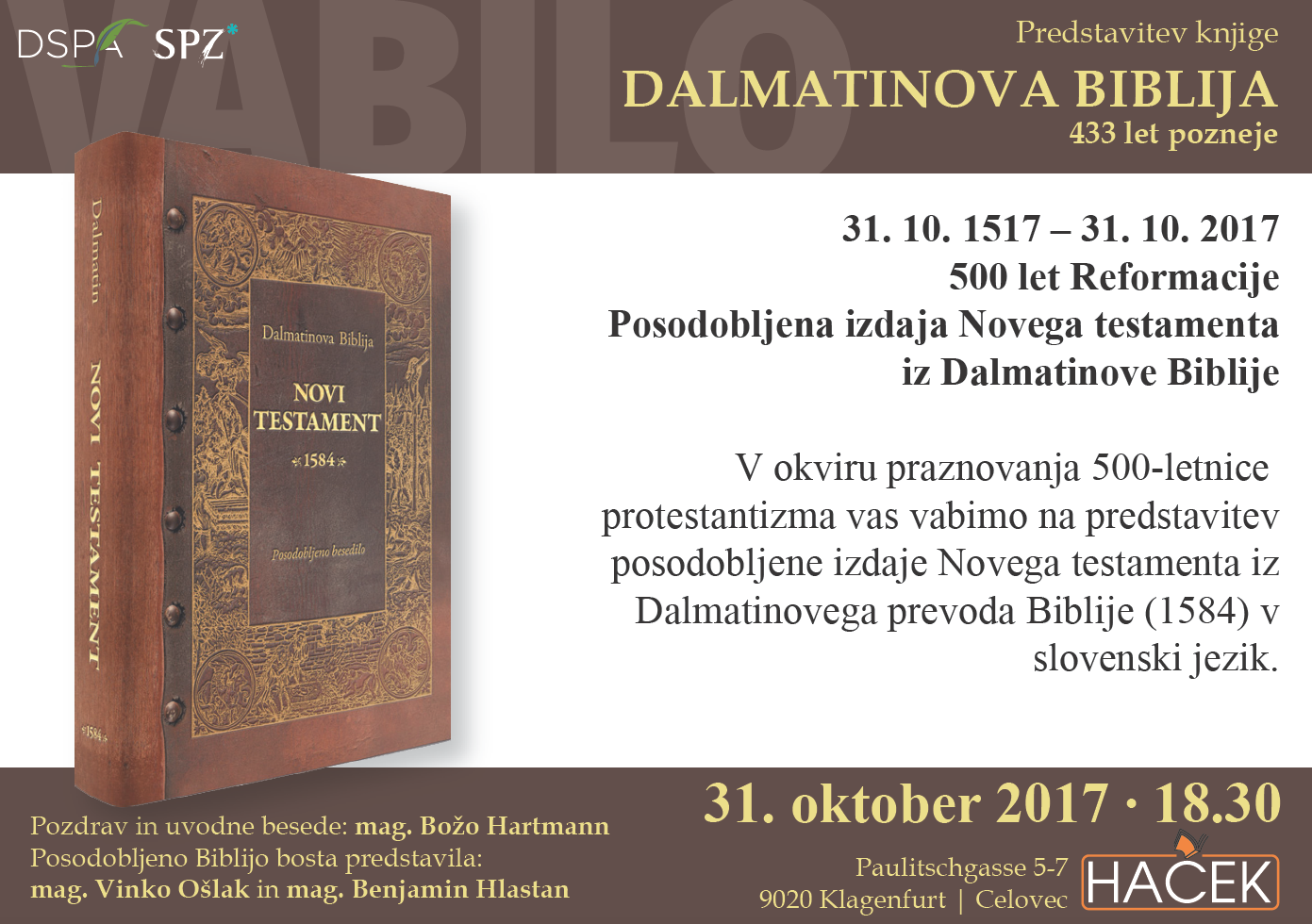 Dalmatinova Biblija 433 let pozneje